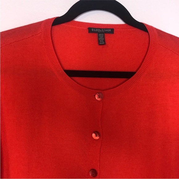 NEW! Eileen Fisher Red Merino Wool Cardigan Small - Picture 4 of 7